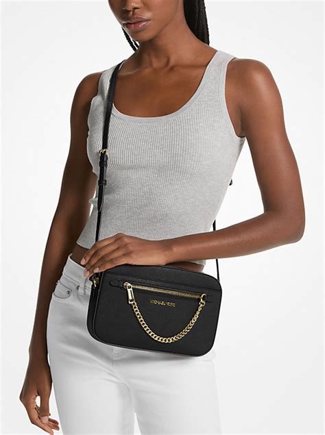 michael kors jet set ns|Jet Set Large Saffiano Leather Crossbody Bag .